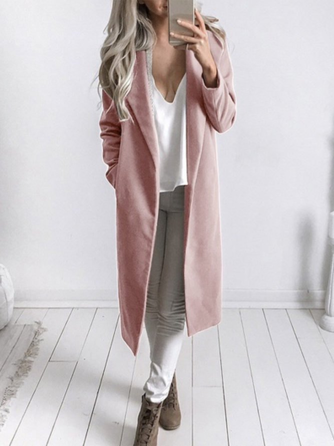 Cotton Shawl Collar Long Sleeve Solid Coats | noracora