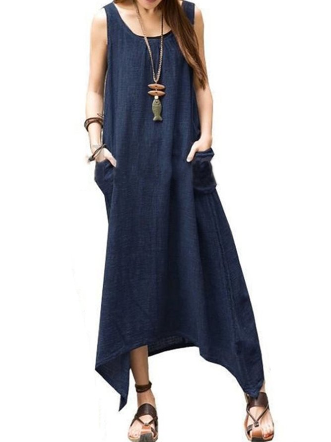 sleeveless linen maxi dress