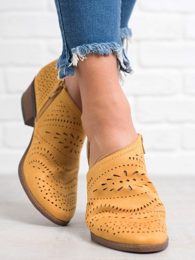 low heel cutout booties