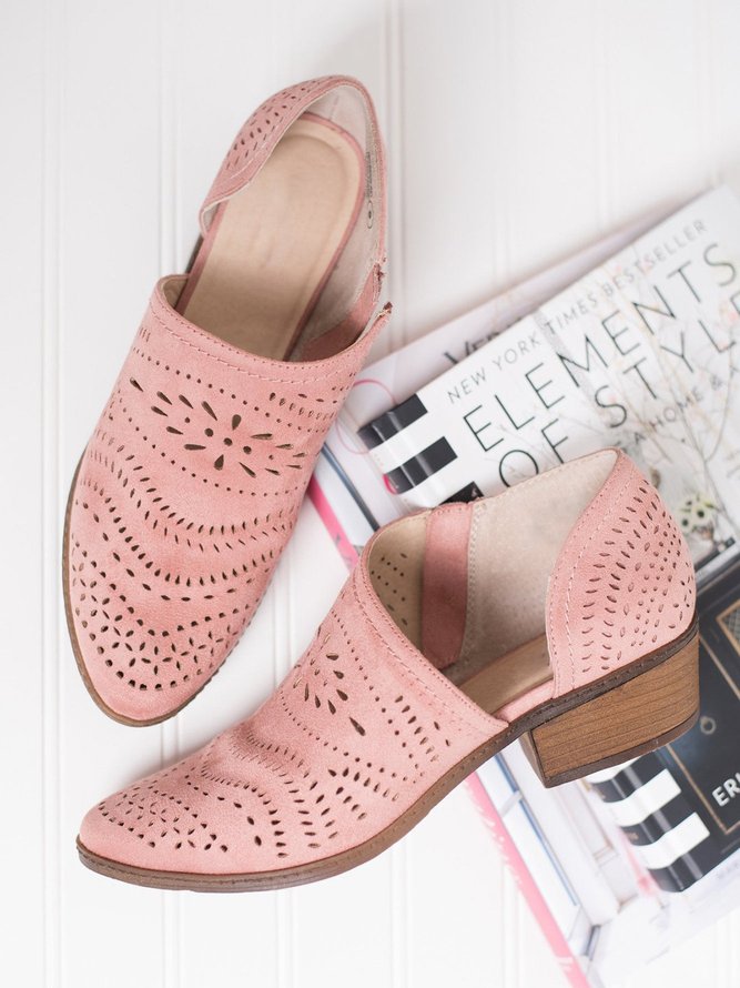 low heel cutout booties