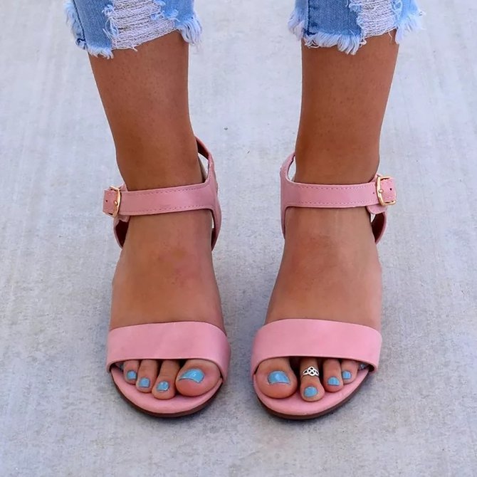 Plus Size Wedge Sandals Open Toe Ankle Buckle Belt Sandals | noracora
