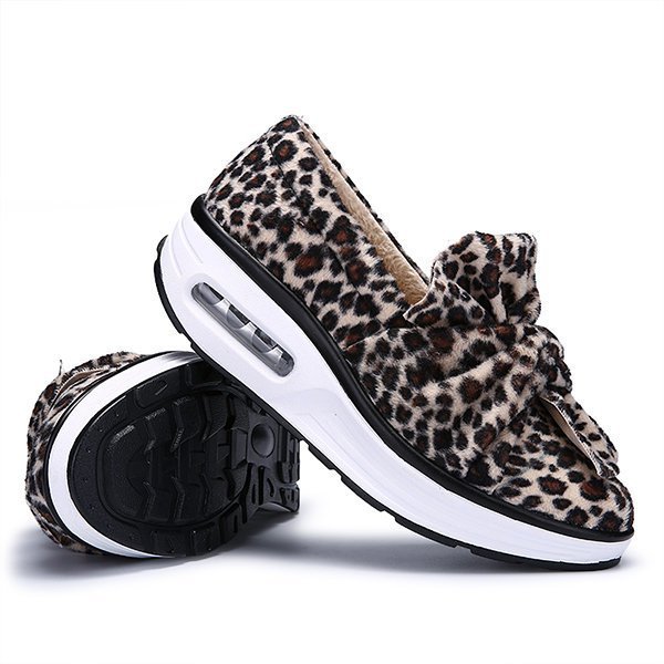 Womens Faux Suede Roker Sole Leopard Platforms Shoes Noracora