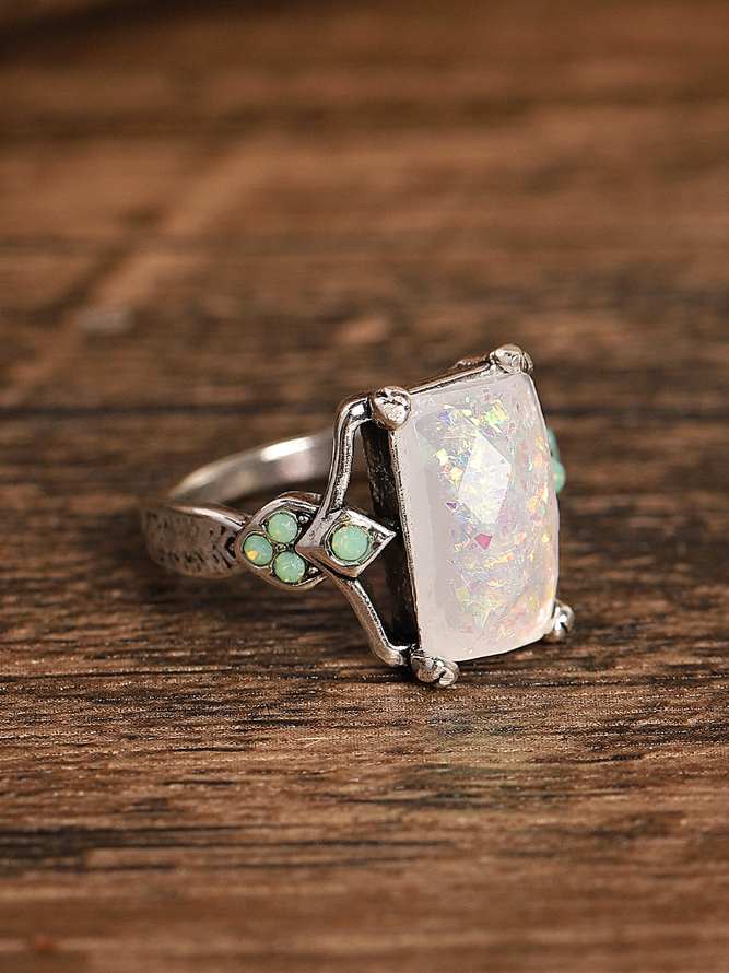 Vintage Opal Ancient Silver Ring