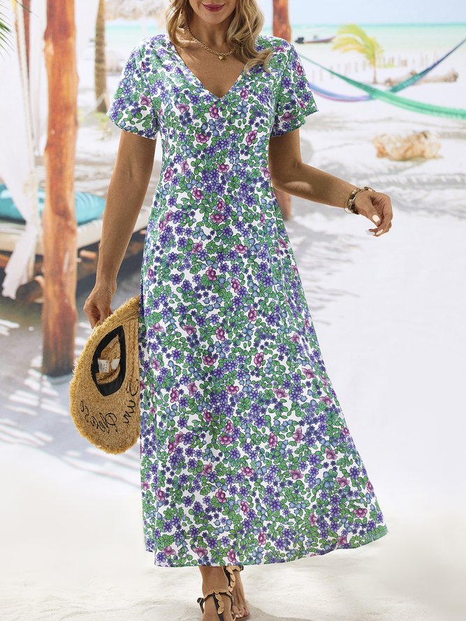 Floral Casual Vacation A-Line Loose Dress