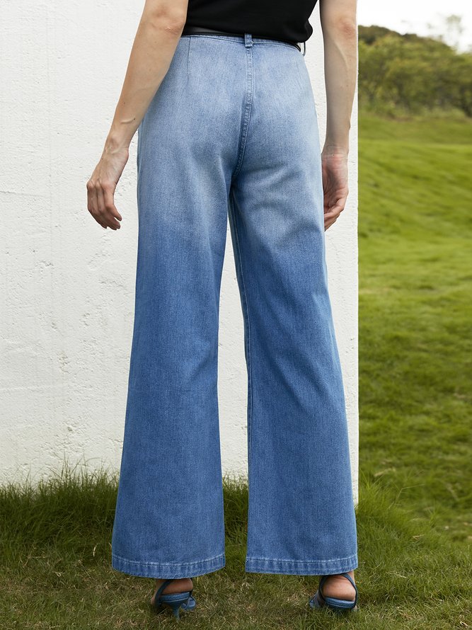 Loose High Waist Plain Urban Wide leg Long Jeans