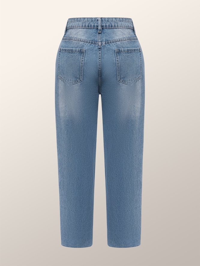Daily Casual Denim Plain Regular Fit Jeans