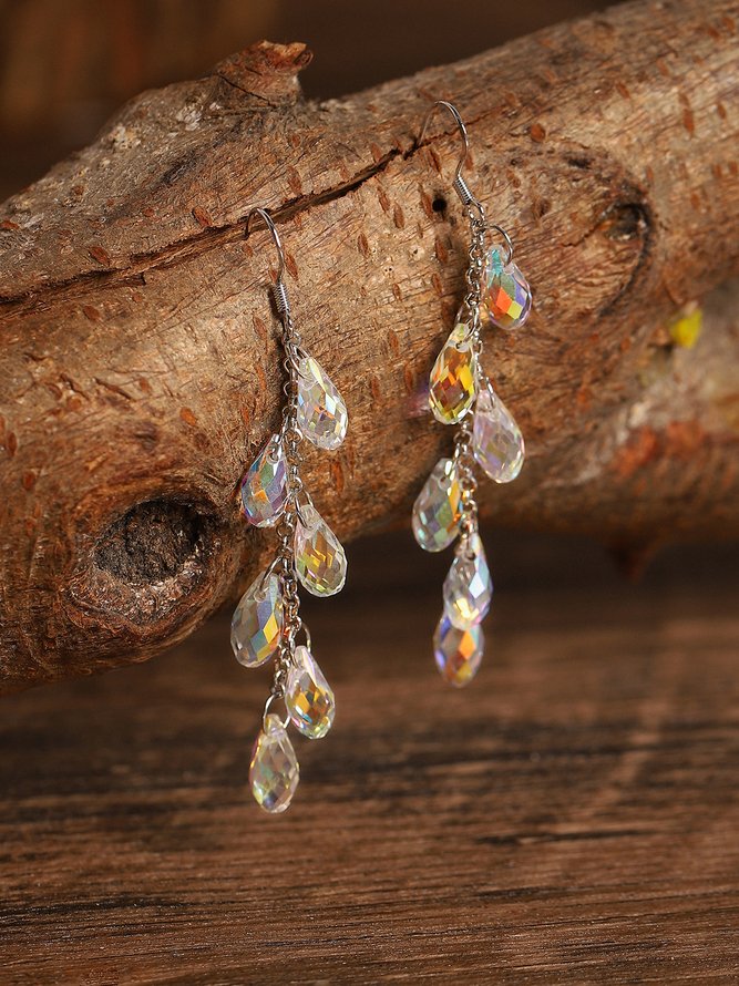 AB Color Long Waterdrop Tassel Earrings Dresses Jewel