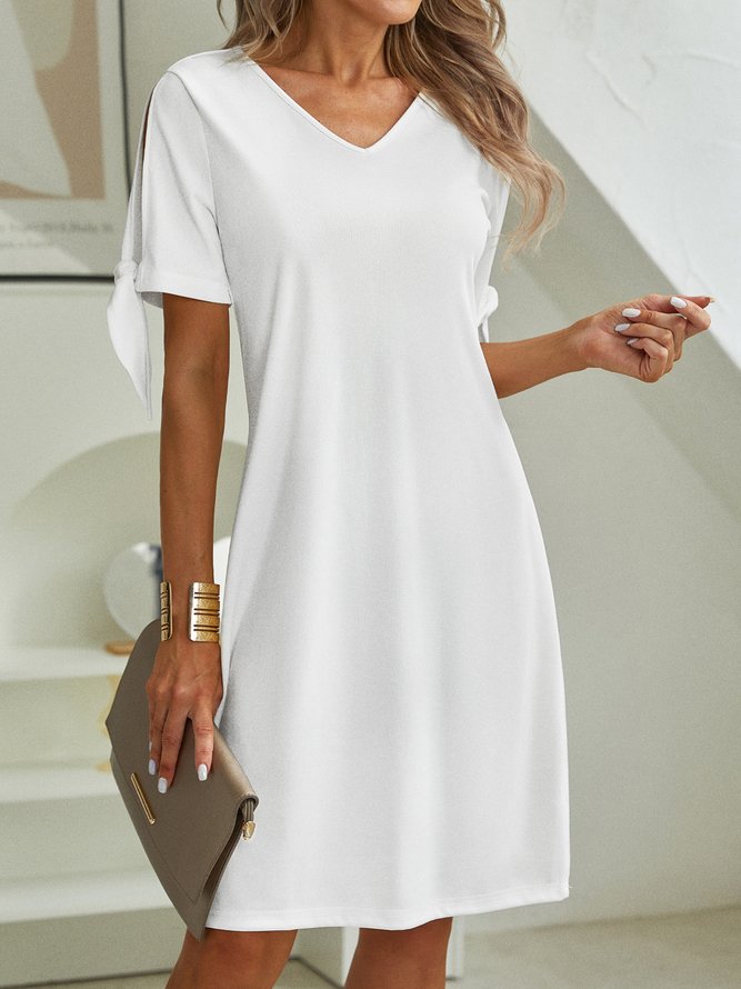 Women Casual Plain Summer Polyester No Elasticity Sports & Outdoor Regular Fit 1 * Dress Short sleeve Dresses