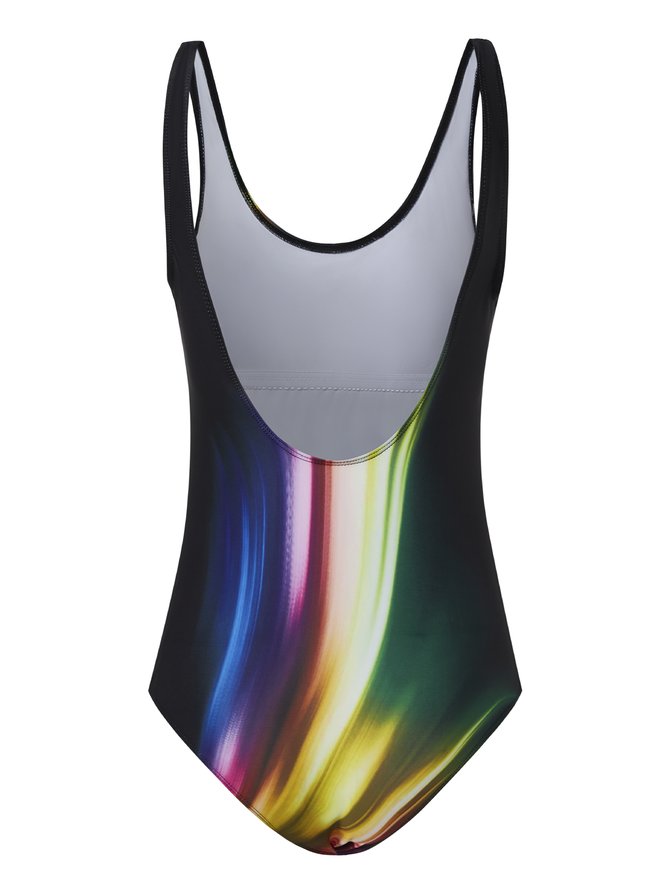Casual Abstract Printing Scoop Neck One Piece Swimsuit