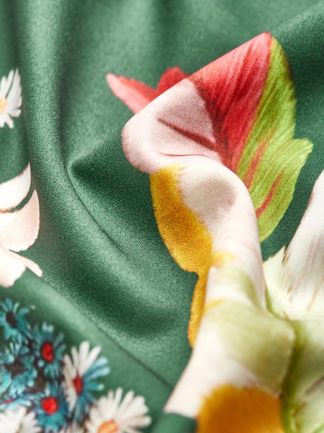 Women's Sleeveless Floral-Print Casual Weaving Dress