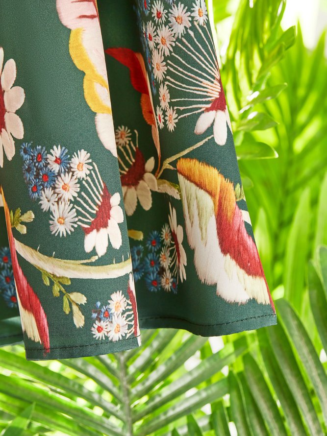 Sleeveless Floral-Print Casual Weaving Dress