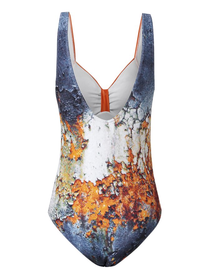 Ethnic Floral Printing Scoop Neck One Piece Swimsuit