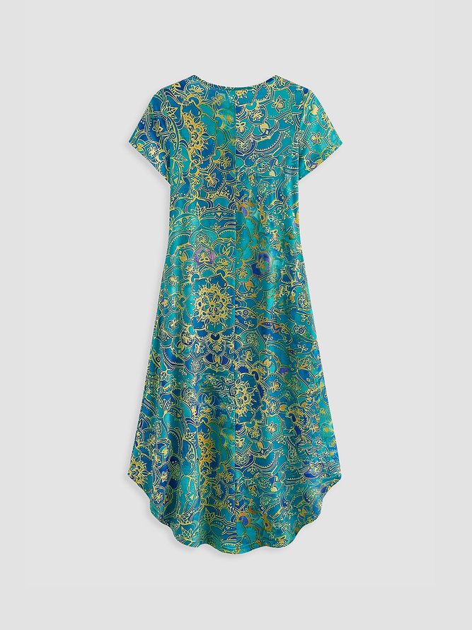 Vintage CottonBlend Short Sleeve Knitting Dress noracora