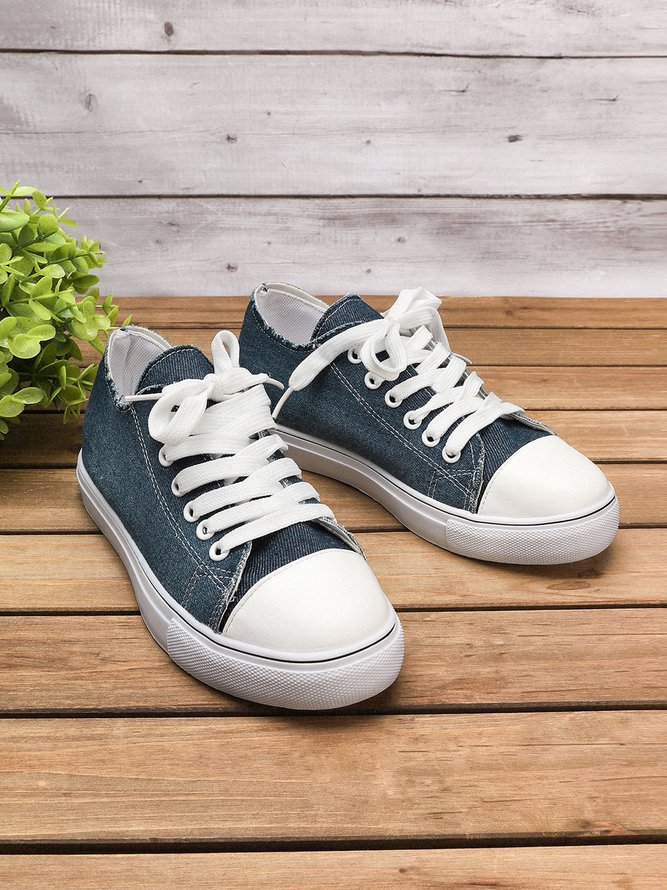 Canvas Flat Heel Casual Flats Sneakers&athletic