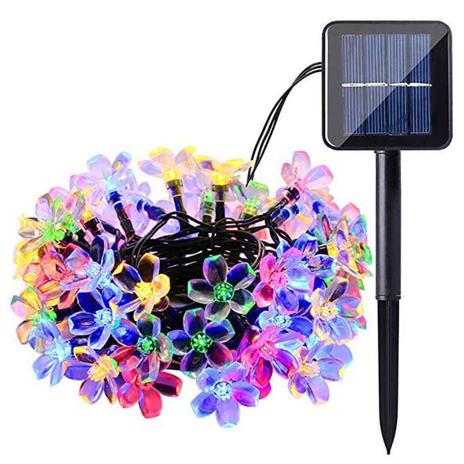 50 LED Waterproof Cherry Blossom Solar Flower String Lights for Indoor