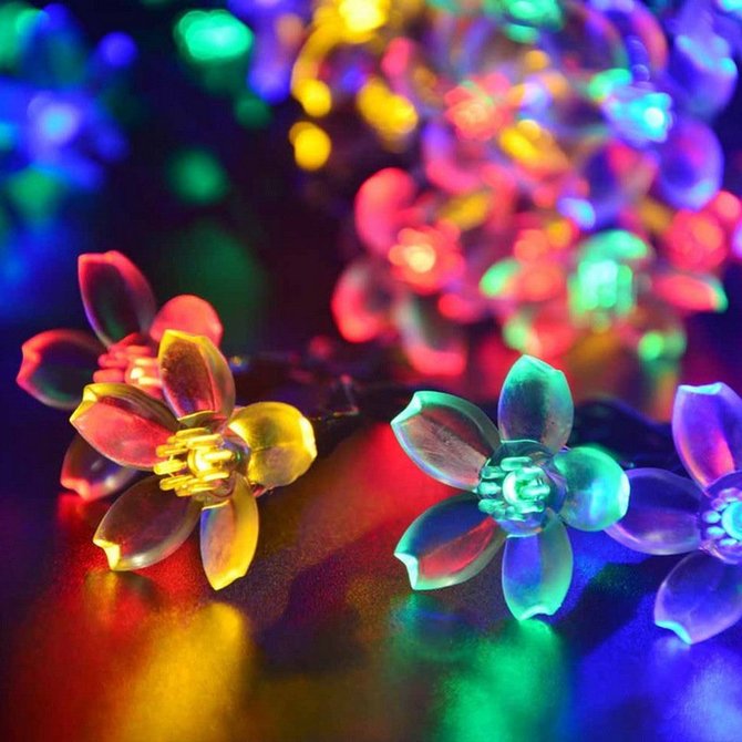 50 LED Waterproof Cherry Blossom Solar Flower String Lights for Indoor