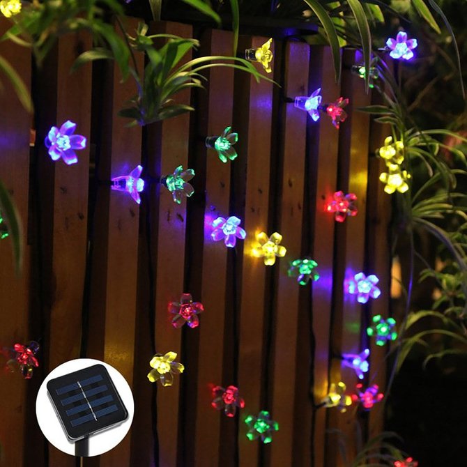 50 LED Waterproof Cherry Blossom Solar Flower String Lights for Indoor