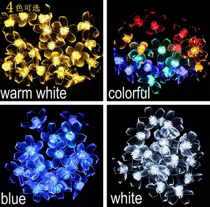 50 LED Waterproof Cherry Blossom Solar Flower String Lights for Indoor