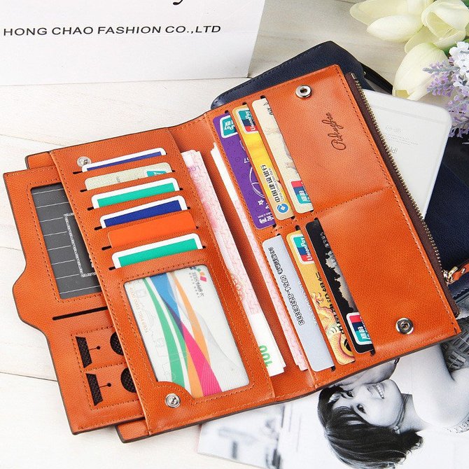 Women Oil Leather Ultrathin Wallet Bright PU Leather Purse Wallet
