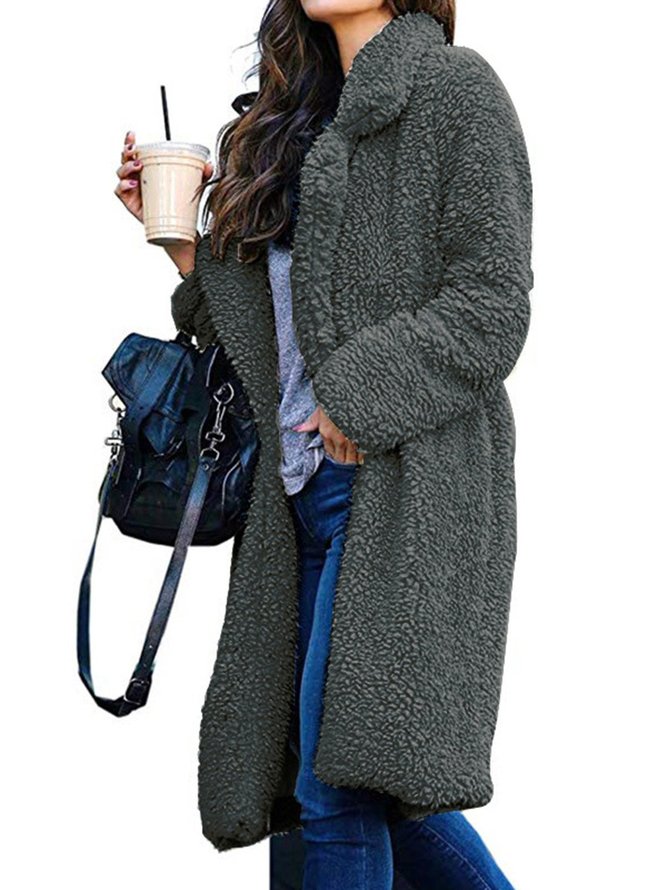 Long Fluffy Sherpa Coat Solid Teddy Bear Coats noracora