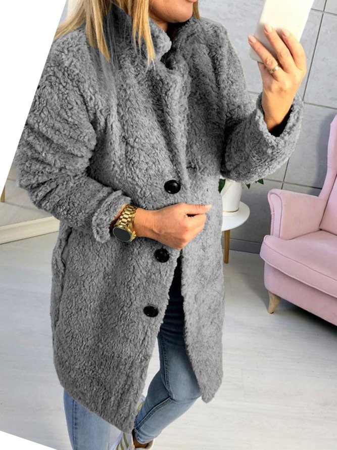 Long Sleeve Solid Casual Coat
