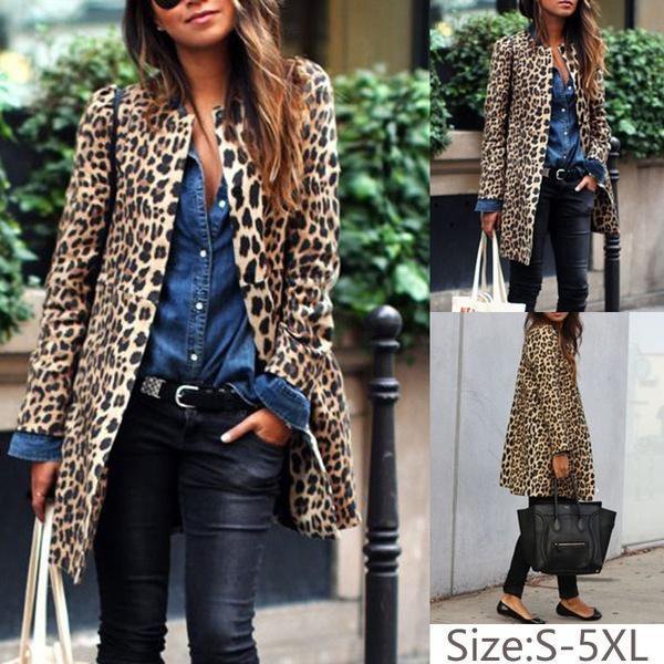 Plus Size Women Leopard Winter Warm Coat | noracora