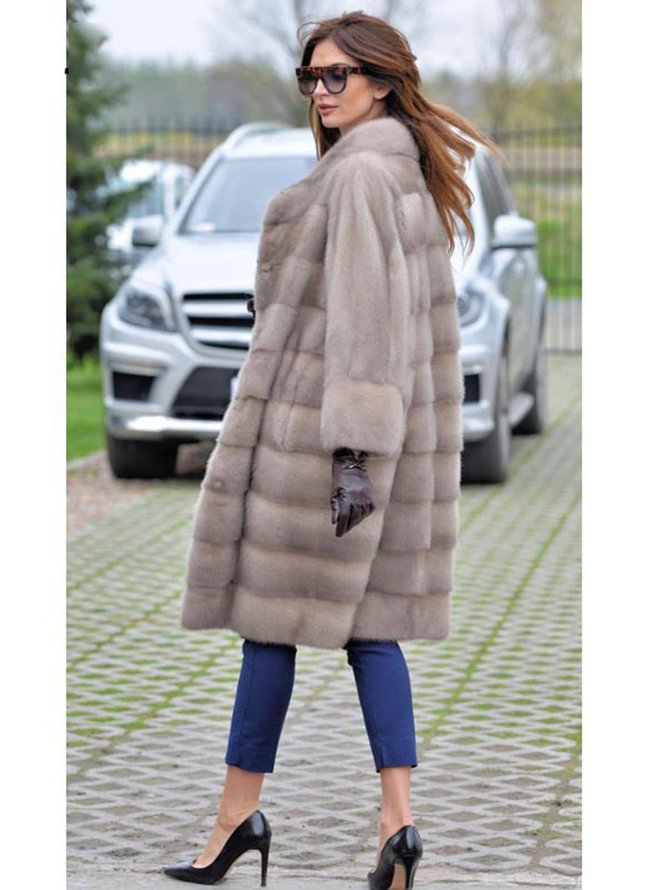 Plus Size Women Long Pattern Thick Faux Mink Fur Leather Parka Winter ...