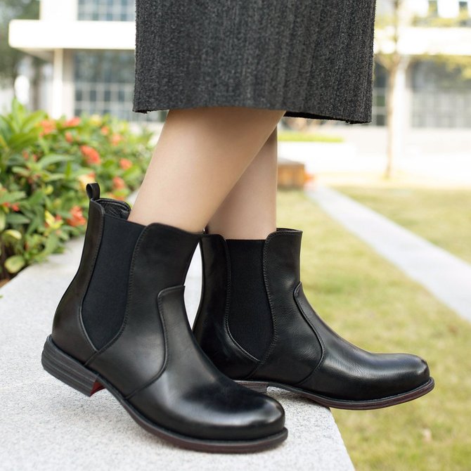 Women's Vintage Ankle Boots Low Heel Plus Size Non-slip ...