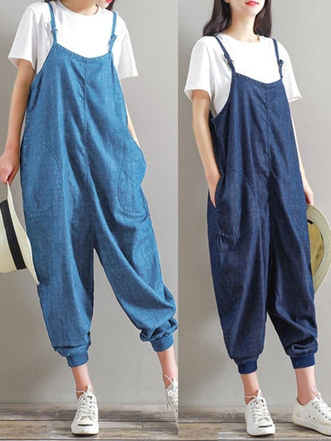 Plus Size Strap Loose Dungaree Overalls Jumpsuits | noracora