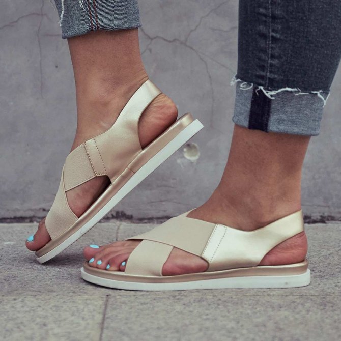 Comfy Sole Slip On Sandals Elastic Textile Splicing Sandals | noracora