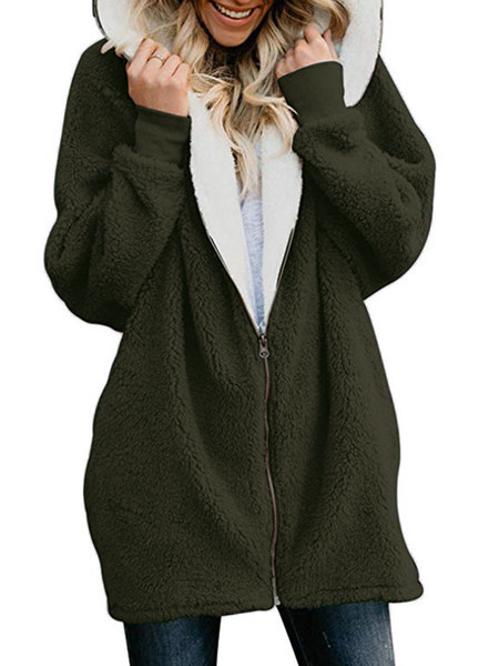Women Fluffy Sherpa Coat Sweet Hoodie Teddy Bear Coats | noracora