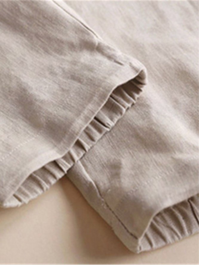 Casual Pockets Plain All Season Drawstring Plus Size Pants