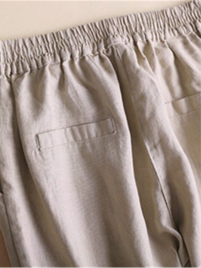 Casual Pockets Plain All Season Drawstring Pants