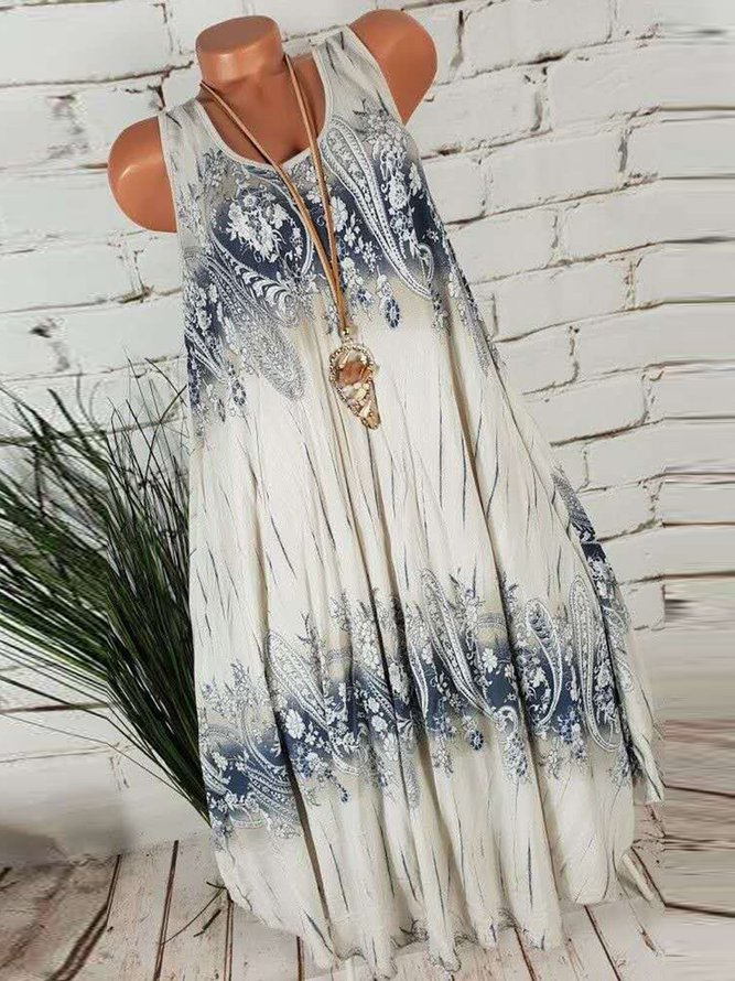 Women Plus Size Summer Floral Round Neck Swing Tops | noracora