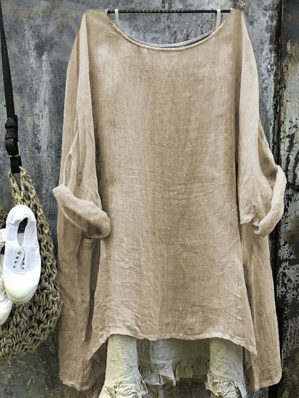 Casual 3/4 Sleeve Round Neck Bat Sleeve Tops | Blouses&Shirts | beta1