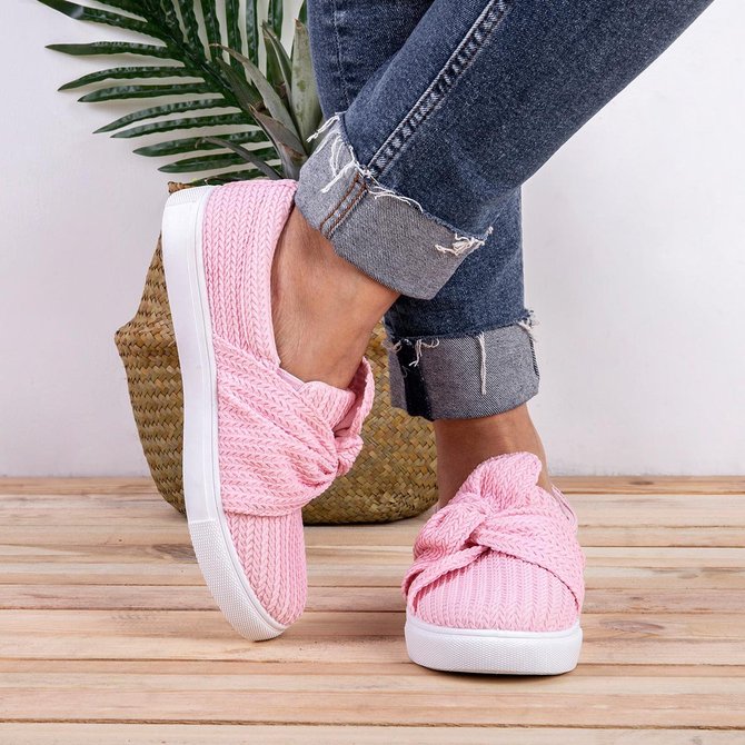 knitted twist slip on sneakers