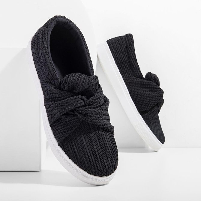 knitted twist slip on sneakers