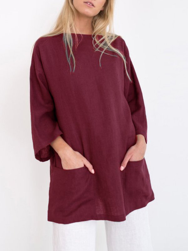 Long Sleeve Pockets Casual Shirts & Tops noracora