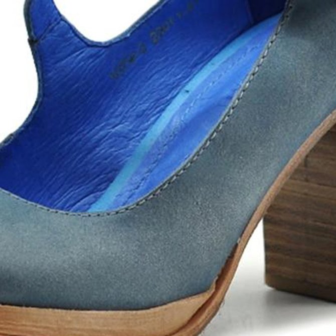 dusty blue chunky heel