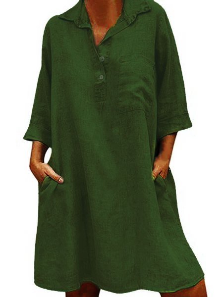 Half Sleeve Casual Linen Maxi Weaving Dress | noracora