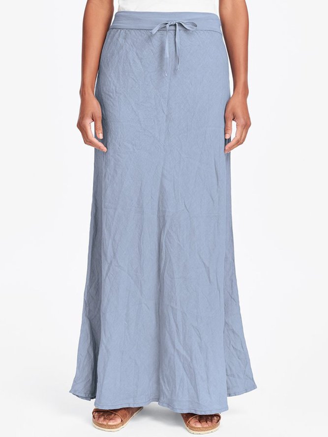 Cotton Maxi Skirt Casual Plain Skirt | noracora