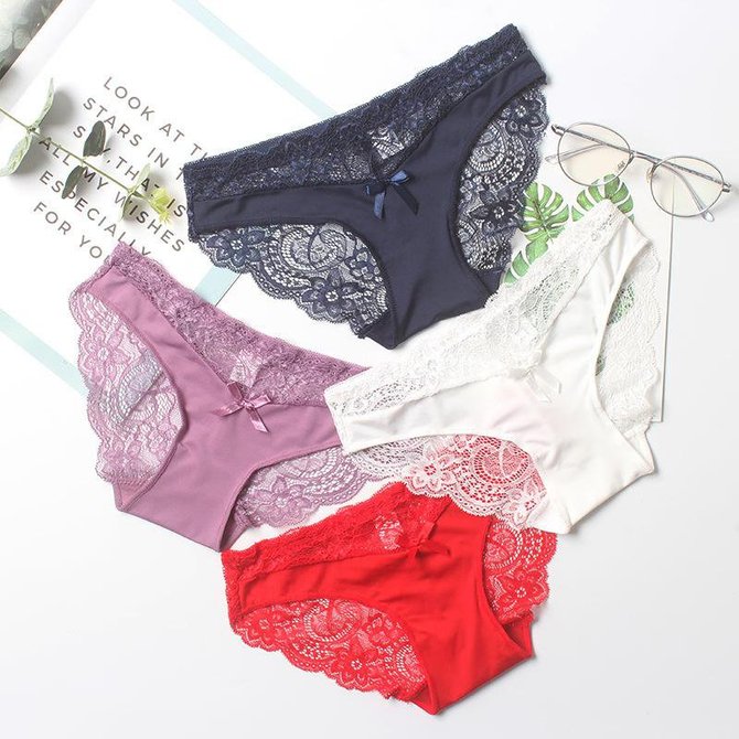 Womens Sexy Lace Low Waist Cotton Crotch Panties Noracora