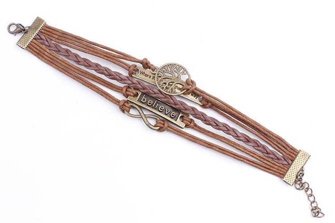 Women Bronze Vintage Leather Rope Bracelet