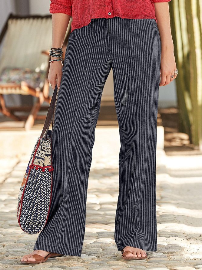 Casual Striped Linen Pants