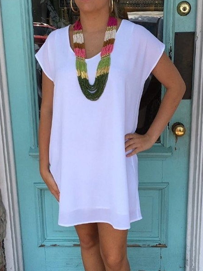 Casual Solid Short Sleeve Dresses noracora