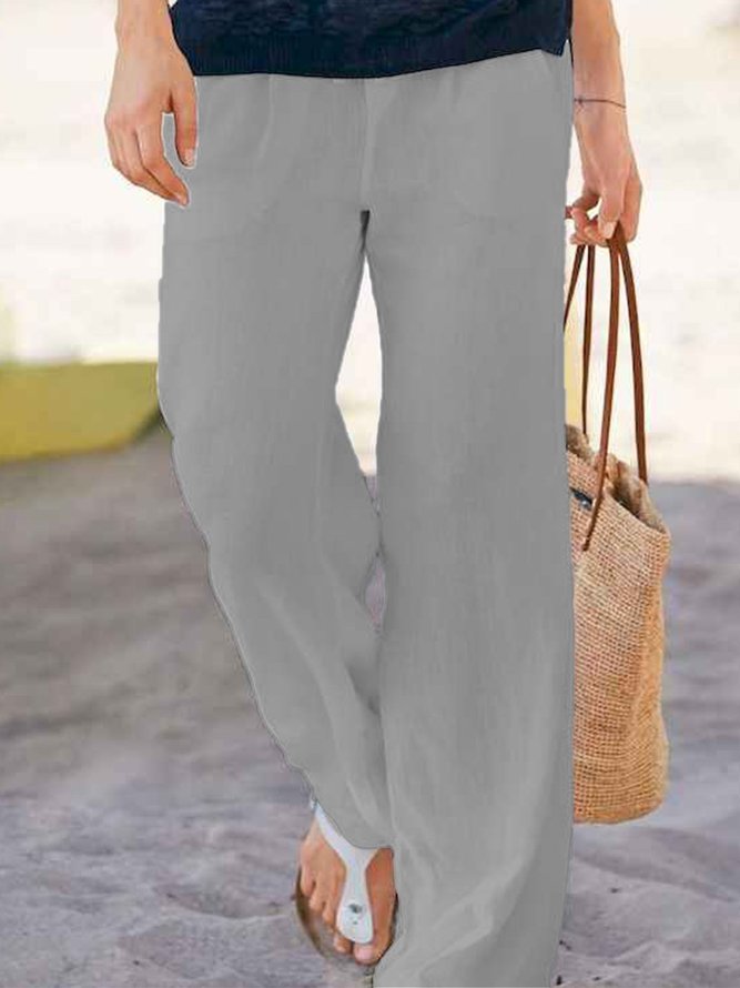 Casual Cotton Solid Pants noracora