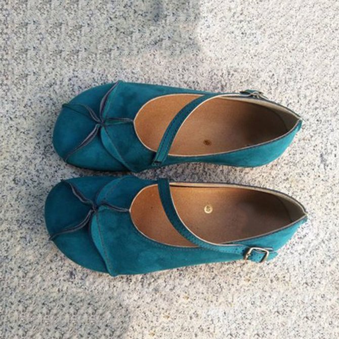 Blue Daily Suede Flats | Shoes | Beta1.noracora Flats Round Toe Blue ...