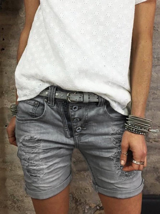 Button Down Zipper Plus Size ombre Shorts Pants noracora