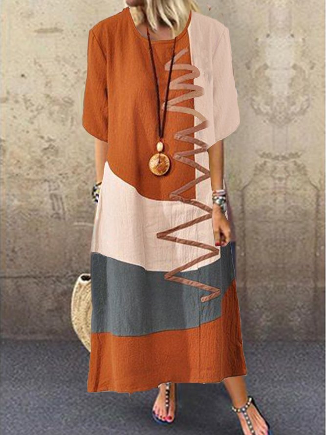 Color-block Casual Patchwork Dresses | noracora