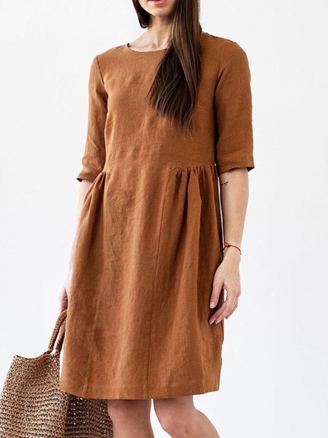 Casual Plain Cotton Dresses noracora